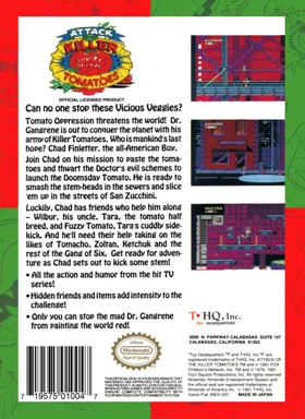 Attack of the Killer Tomatoes (USA) box cover back